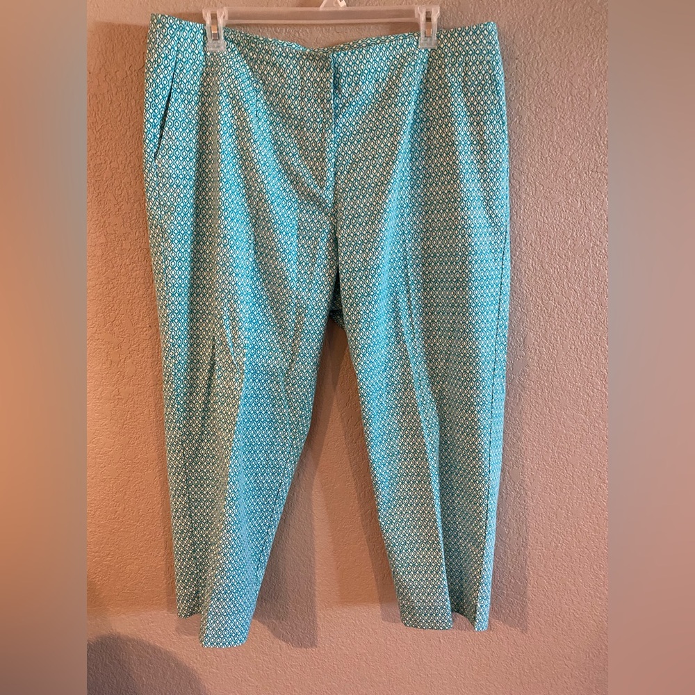Talbots Aqua/White Cropped Pants, size 18W